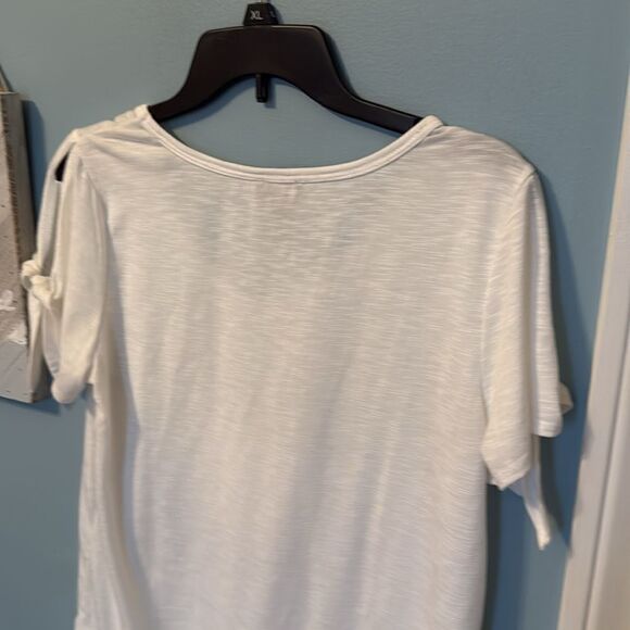 Jones New York Signature Cold Shoulder SS White Top - M - Picture 5 of 6